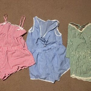 Cute pajama sets in Pink, Blue, and Green